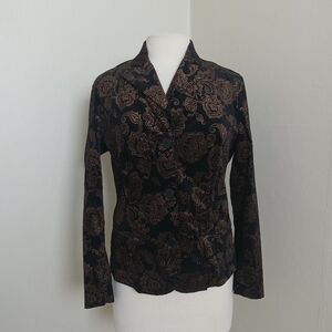 Ralph Lauren Green Label Paisley Brown Black Print Velveteen Blazer Size 8